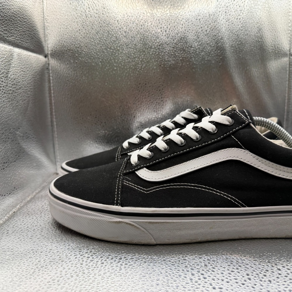 Size 11.5 Vans Old Skool Black True White Mens Lace Up Skate Sneakers 721565 - Picture 6 of 11